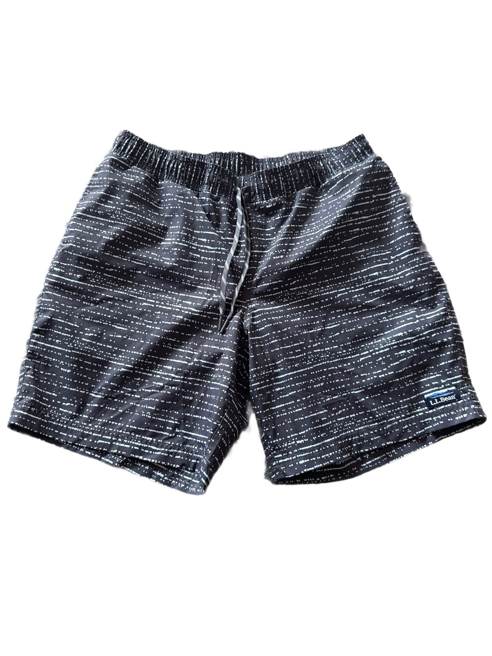 LL Bean Lined Bathing Suit Large Blue 8” Inseam